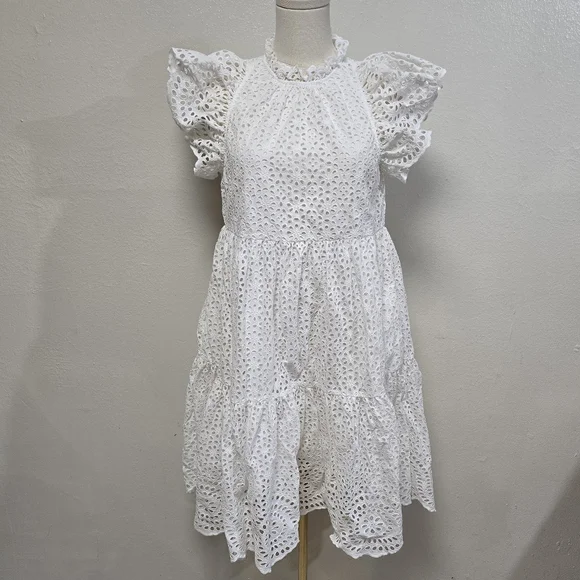 Ulla Johnson Norah Eyelet Mini Dress White Size 2 NWT - Picture 2 of 6